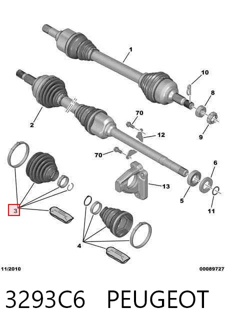 Osłona przegubu homokinetycznego półosi przedniej zewnętrzna 3293C6 Peugeot/Citroen