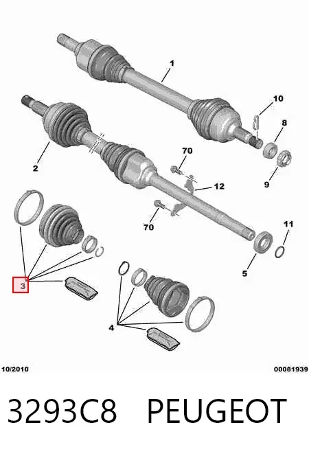 Osłona przegubu homokinetycznego półosi przedniej zewnętrzna 3293C8 Peugeot/Citroen