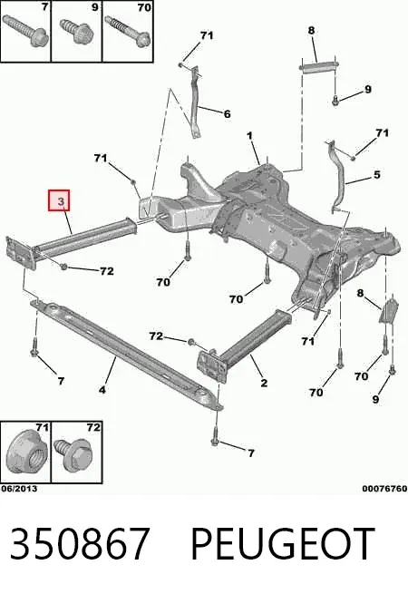 Wspornik przedniej belki 350867 Peugeot/Citroen