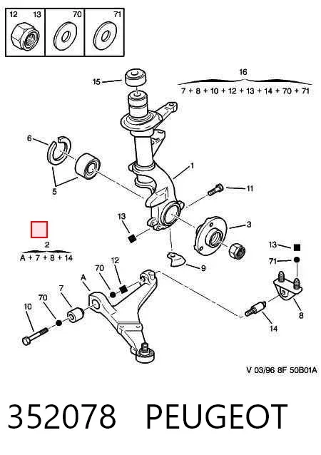 Wahacz zawieszenia przedniego dolny lewy 352078 Peugeot/Citroen
