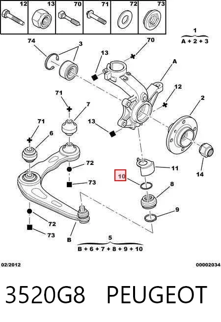Wahacz zawieszenia przedniego dolny lewy 3520G8 Peugeot/Citroen
