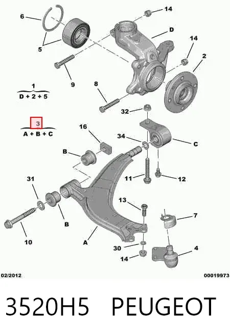 Wahacz zawieszenia przedniego dolny lewy 3520H5 Peugeot/Citroen