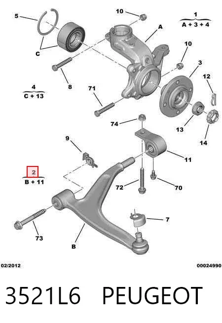 Wahacz zawieszenia przedniego dolny prawy 3521L6 Peugeot/Citroen