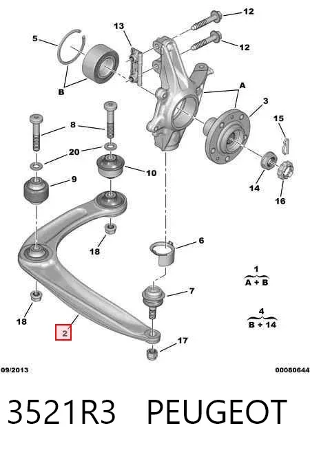 Wahacz zawieszenia przedniego dolny prawy 3521R3 Peugeot/Citroen