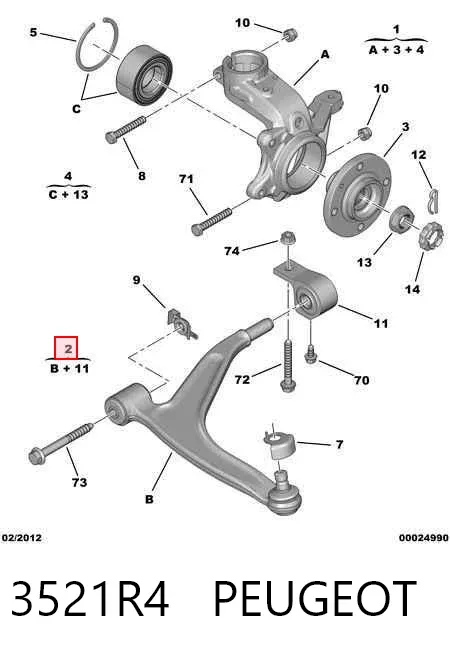 Wahacz zawieszenia przedniego dolny prawy 3521R4 Peugeot/Citroen