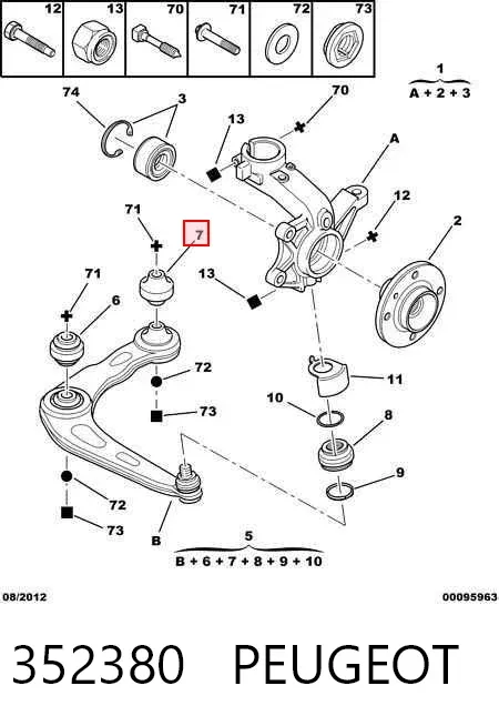 Silentblock przedniego wahacza dolnego 352380 Peugeot/Citroen
