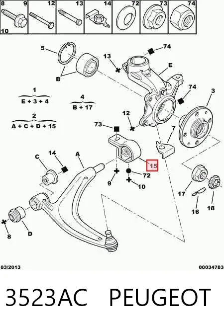 Silentblock przedniego wahacza dolnego 3523AC Peugeot/Citroen