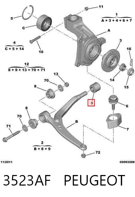 Silentblock przedniego wahacza dolnego 3523AF Peugeot/Citroen