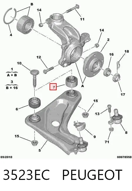 Silentblock przedniego wahacza dolnego 3523EC Peugeot/Citroen