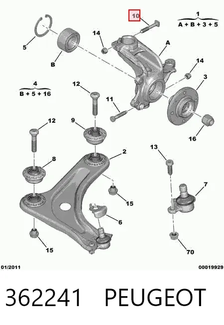 Śruba (nakrętka) mocowania 362241 Peugeot/Citroen