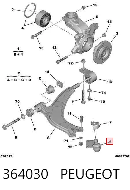 Sworzeń wahacza dolny 364030 Peugeot/Citroen