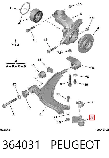 Sworzeń wahacza dolny 364031 Peugeot/Citroen