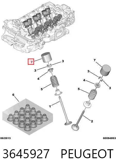 Kompensator hydrauliczny (popychacz hydrauliczny), popychacz zaworu 3645927 Peugeot/Citroen