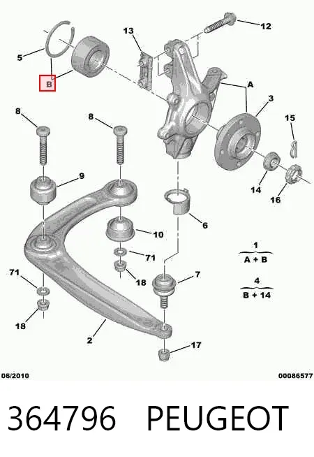 Czop (zwrotnica) przedni prawy 364796 Peugeot/Citroen