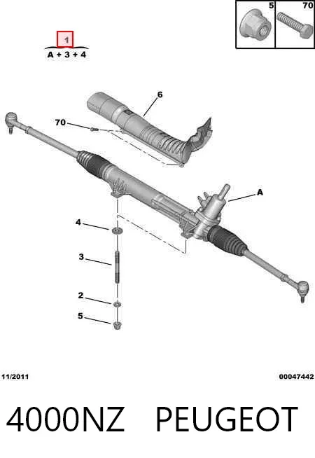 Listwa kierownicza (maglownica) 4000NZ Peugeot/Citroen