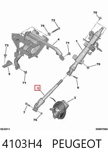 Wał kolumny kierowniczej dolny 4103H4 Peugeot/Citroen
