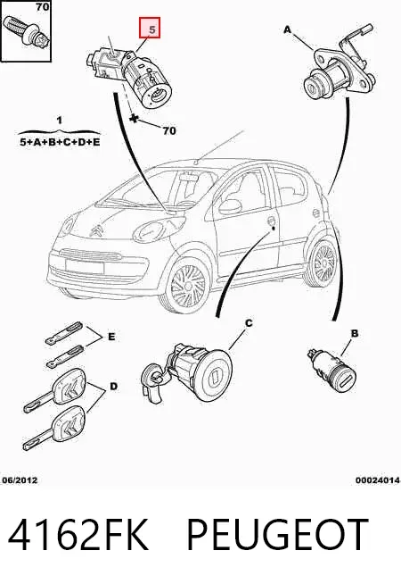 Stacyjka zapłonowa Citroen C1 I