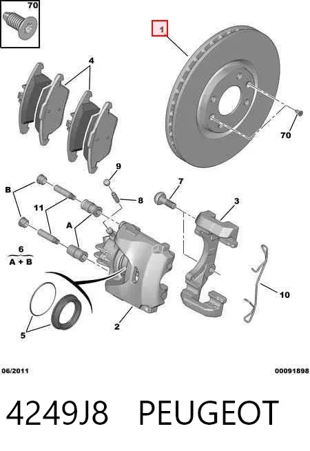Tarcza hamulcowa przednia 4249J8 Peugeot/Citroen