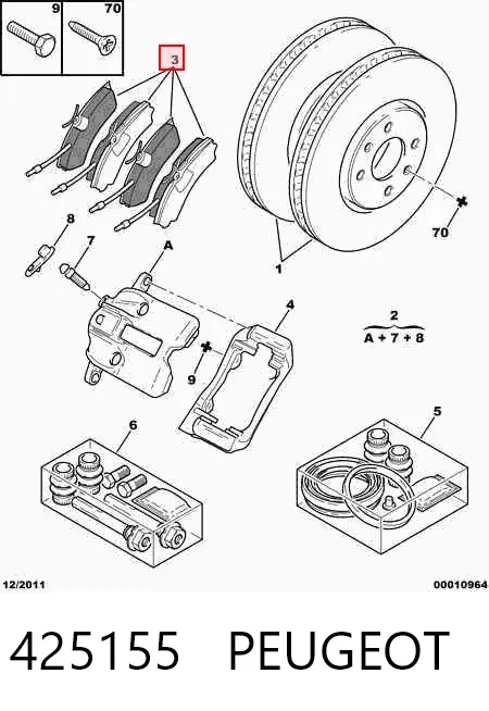 Klocki hamulcowe przednie tarczowe 425155 Peugeot/Citroen