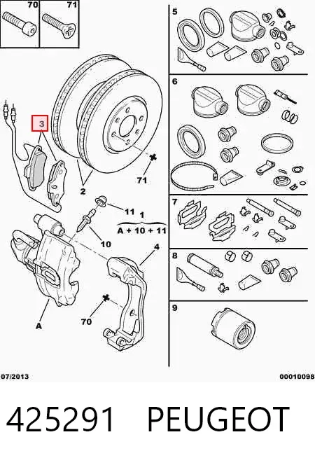 Klocki hamulcowe przednie tarczowe 425291 Peugeot/Citroen