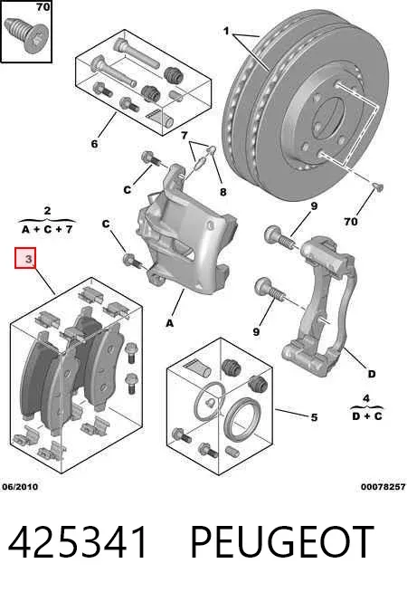 Klocki hamulcowe przednie tarczowe 425341 Peugeot/Citroen