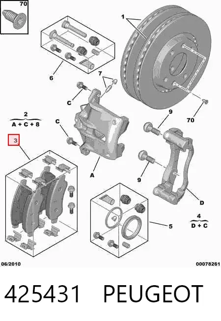 Klocki hamulcowe przednie tarczowe 425431 Peugeot/Citroen