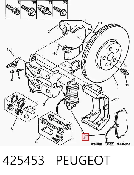 Klocki hamulcowe przednie tarczowe 425453 Peugeot/Citroen