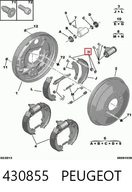 Zestaw montażowy szczęk hamulcowych tylnych 430855 Peugeot/Citroen