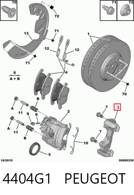 Jarzmo zacisku hamulcowego tylnego 4404G1 Peugeot/Citroen
