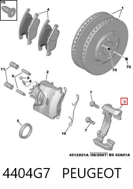 Jarzmo zacisku hamulcowego przedniego 4404G7 Peugeot/Citroen