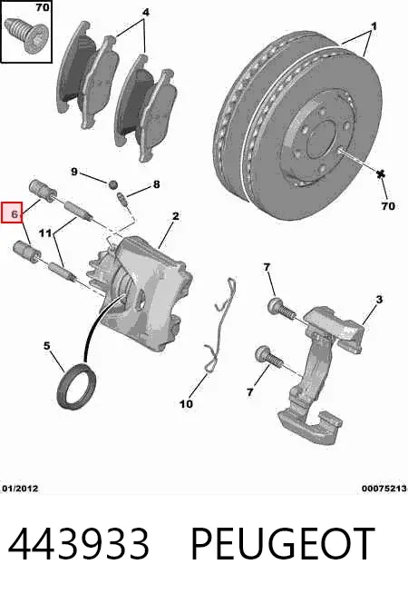 Prowadnica zacisku przedniego 443933 Peugeot/Citroen