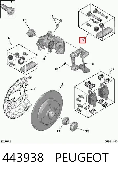 Zestaw naprawczy zacisku hamulcowego tylnego 443938 Peugeot/Citroen