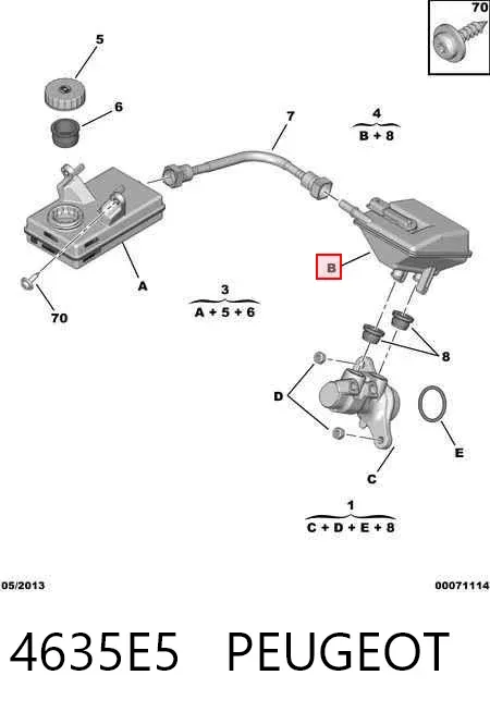 Zbiorniczek głównego cylindra hamulcowego (płynu hamulcowego) 4635E5 Peugeot/Citroen
