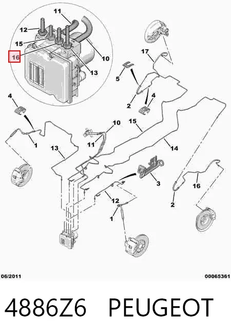 Przewód hamulcowy tylny lewy 4886Z6 Peugeot/Citroen
