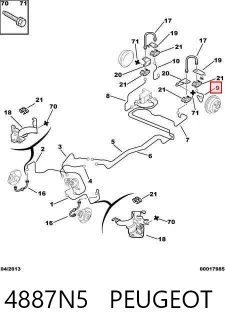 Rurka hamulcowa tylna lewa 4887N5 Peugeot/Citroen