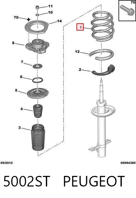 Sprężyna przednia 5002ST Peugeot/Citroen