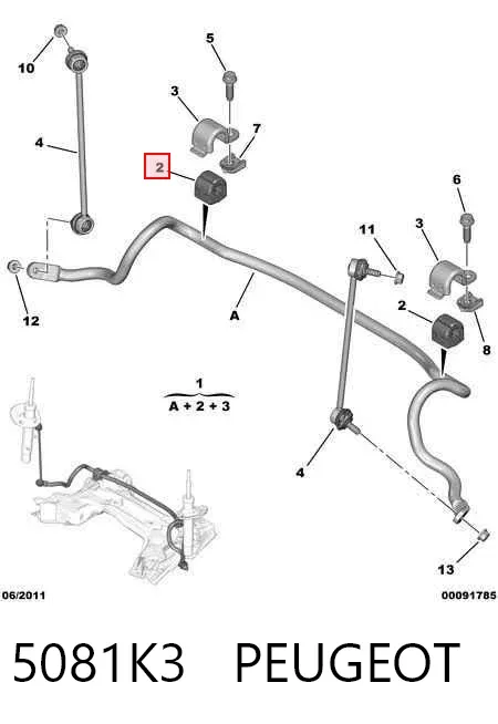 Stabilizator przedni Peugeot 207 WA, WC