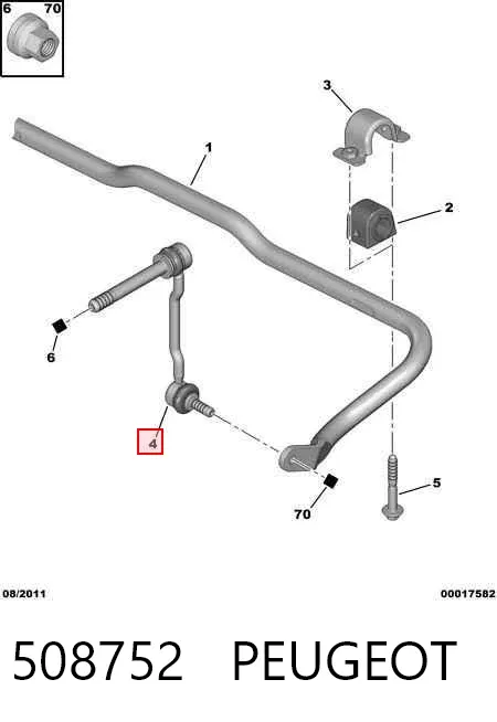 Łącznik stabilizatora przedniego lewy 508752 Peugeot/Citroen
