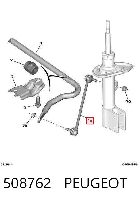 Łącznik stabilizatora przedniego 508762 Peugeot/Citroen