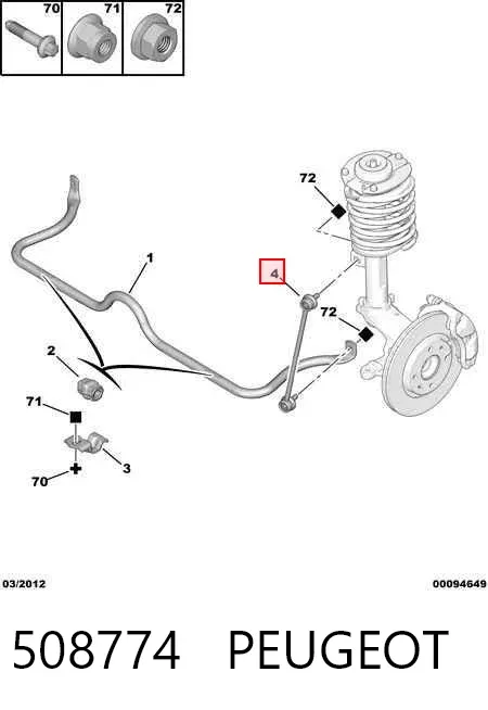 Łącznik stabilizatora przedniego 508774 Peugeot/Citroen
