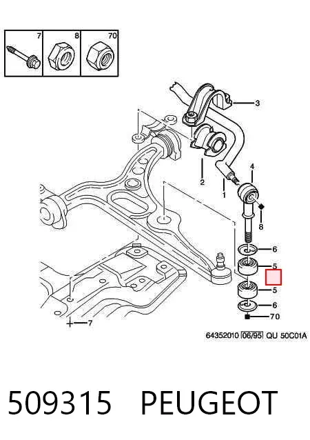Tuleja łącznika stabilizatora przedniego 509315 Peugeot/Citroen