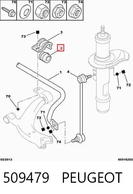 Tuleja stabilizatora przedniego 509479 Peugeot/Citroen