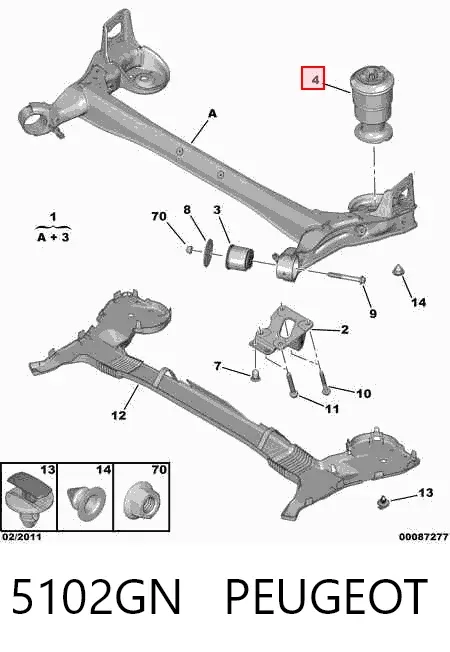Poduszka pneumatyczna (resor pneumatyczny) mostu tylnego 5102GN Peugeot/Citroen