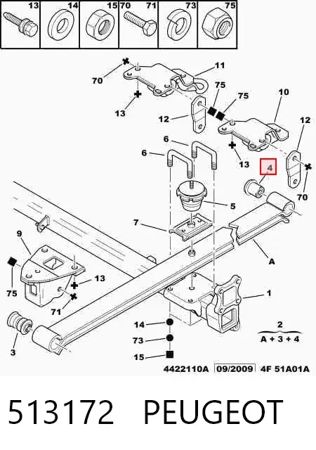Silentblock tylnego resoru tylny 513172 Peugeot/Citroen
