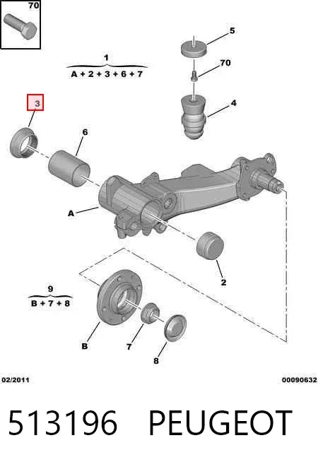 Silentblock tylnej belki 513196 Peugeot/Citroen