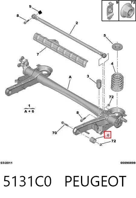 Silentblock tylnej belki Citroen C8 EA, EB