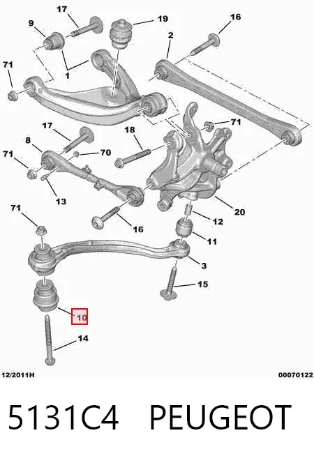 Silentblock wahacza podłużnego tylnego dolnego 5131C4 Peugeot/Citroen