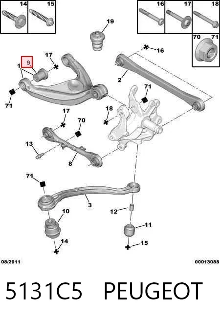 Silentblock wahacza tylnego górnego 5131C5 Peugeot/Citroen