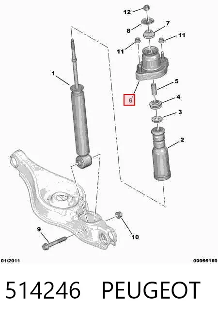 Poduszka amortyzatora tylnego 514246 Peugeot/Citroen