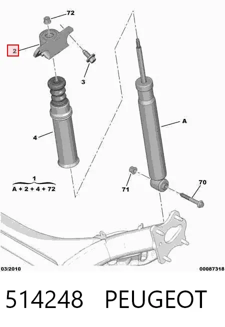 Poduszka amortyzatora tylnego 514248 Peugeot/Citroen